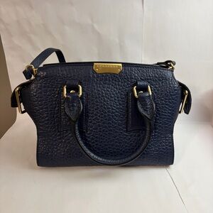 Burberry Navy Blue Leather Handbag and crossbody bag